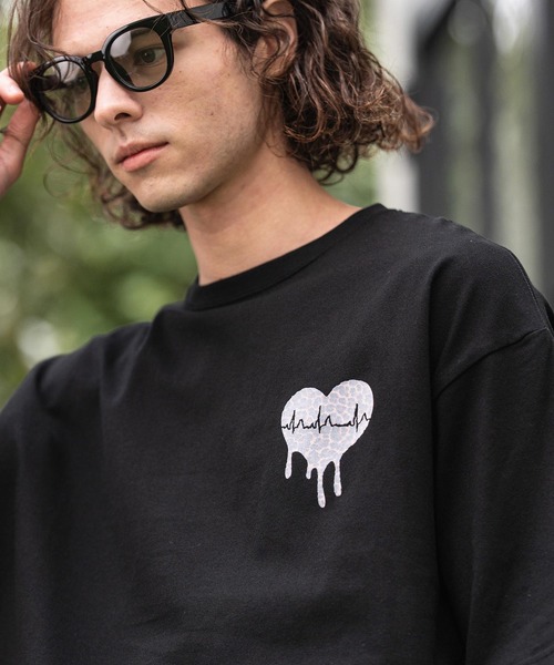 CAMBIO(カンビオ)の「mt10414- ビッグシルエットプリントT(Reopard Heart) Tシャツ(2601127MCB)(Tシャツ/カットソー・メンズ・ブラック/ホワイト/ミックスグレー・S/XL/L/M)」の3枚目の写真