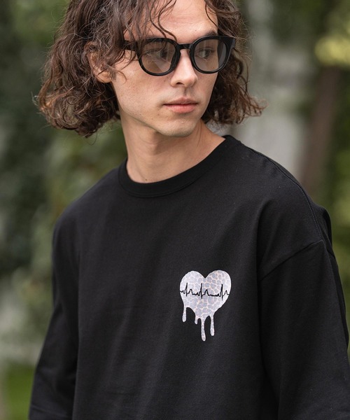 CAMBIO(カンビオ)の「mt10414- ビッグシルエットプリントT(Reopard Heart) Tシャツ(2601127MCB)(Tシャツ/カットソー・メンズ・ブラック/ホワイト/ミックスグレー・S/XL/L/M)」の6枚目の写真