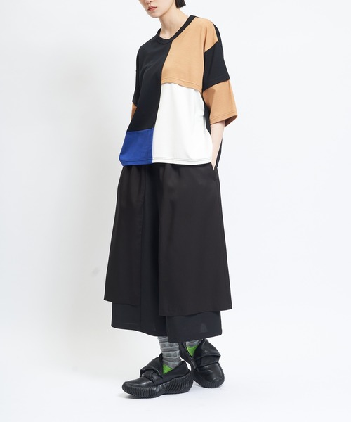 gomme（ゴム）の「ポンチ切替Ｔ（Tシャツ/カットソー・レディース・ブラック/チャコールグレー/トップグレー・MEDIUM）」の5枚目の写真
