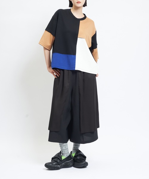 gomme（ゴム）の「ポンチ切替Ｔ（Tシャツ/カットソー・レディース・ブラック/チャコールグレー/トップグレー・MEDIUM）」の4枚目の写真