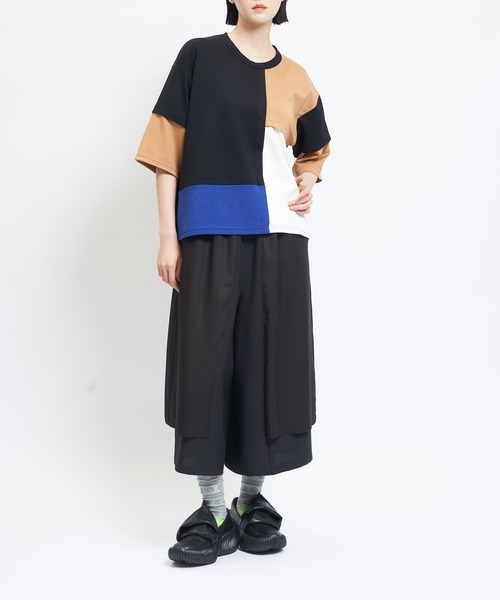 gomme（ゴム）の「ポンチ切替Ｔ（Tシャツ/カットソー・レディース・ブラック/チャコールグレー/トップグレー・MEDIUM）」の7枚目の写真