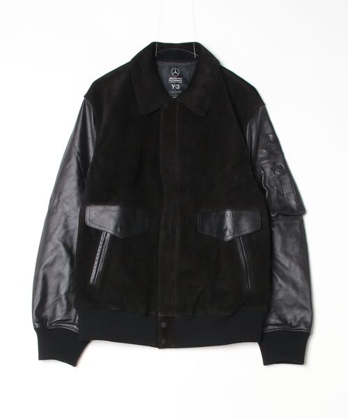 【美品】Y-3 ワイスリー LEATHER HOODY ラムレザー ブルゾン 黒 Y-3 MERCEDES - AMG PETRONAS FORMULA 1 TEAM LEATHER RACING JKT