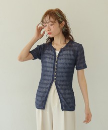 CLEIO（クレイオ）の「【CLEIO】シャーリングライクリブ半袖カーディガン（カーディガン/ボレロ）」