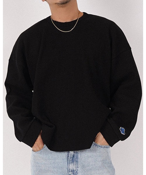 #Re:room(リルーム)の「ダメージワッフルロングスリーブ(Tシャツ/カットソー・メンズ・ライトベージュ/ブラック/オフホワイト・FREE)」の2枚目の写真