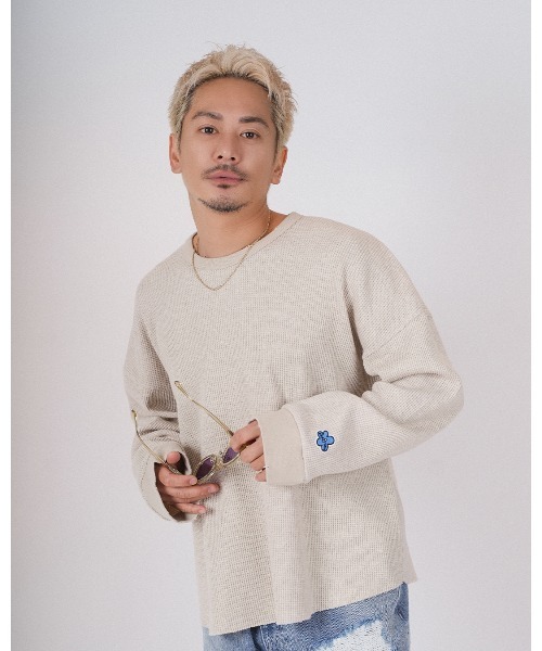 #Re:room(リルーム)の「ダメージワッフルロングスリーブ(Tシャツ/カットソー・メンズ・ライトベージュ/ブラック/オフホワイト・FREE)」の20枚目の写真