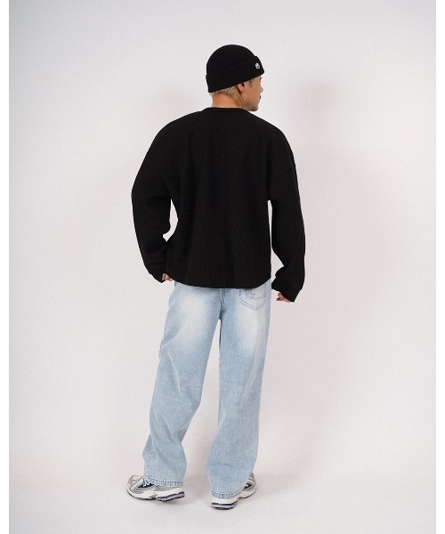 #Re:room(リルーム)の「ダメージワッフルロングスリーブ(Tシャツ/カットソー・メンズ・ライトベージュ/ブラック/オフホワイト・FREE)」の7枚目の写真