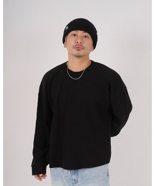 #Re:room(リルーム)の「ダメージワッフルロングスリーブ(Tシャツ/カットソー・メンズ・ライトベージュ/ブラック/オフホワイト・FREE)」の4枚目の写真