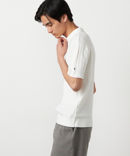 COMME CA ISM（コムサイズム）の「ケーブルポロニット（ニット/セーター・メンズ・ネイビー/ブルー/オフホワイト・MEDIUM/LARGE）」の8枚目の写真