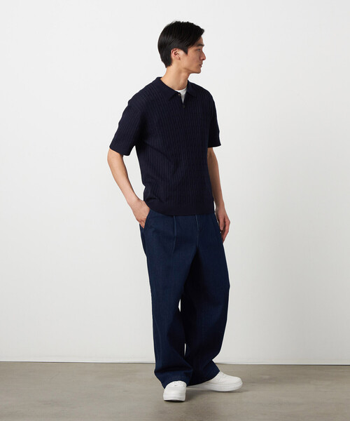 COMME CA ISM（コムサイズム）の「ケーブルポロニット（ニット/セーター・メンズ・ネイビー/ブルー/オフホワイト・MEDIUM/LARGE）」の9枚目の写真