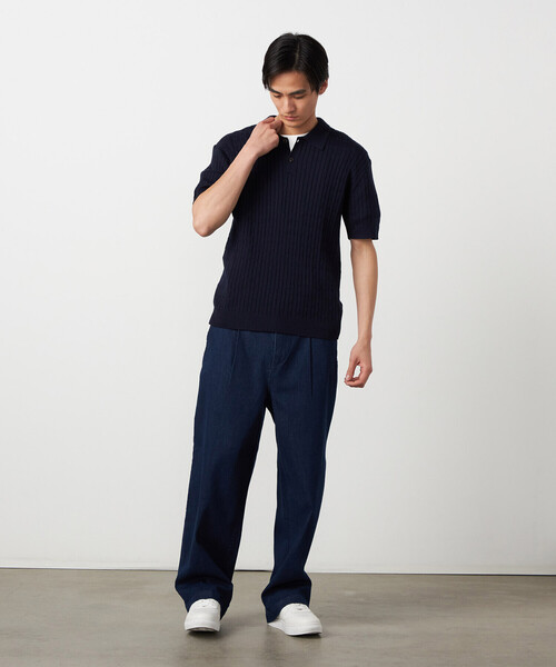 COMME CA ISM（コムサイズム）の「ケーブルポロニット（ニット/セーター・メンズ・ネイビー/ブルー/オフホワイト・MEDIUM/LARGE）」の10枚目の写真