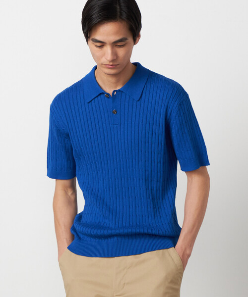 COMME CA ISM（コムサイズム）の「ケーブルポロニット（ニット/セーター・メンズ・ネイビー/ブルー/オフホワイト・MEDIUM/LARGE）」の15枚目の写真