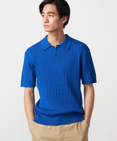 COMME CA ISM（コムサイズム）の「ケーブルポロニット（ニット/セーター・メンズ・ネイビー/ブルー/オフホワイト・MEDIUM/LARGE）」の16枚目の写真