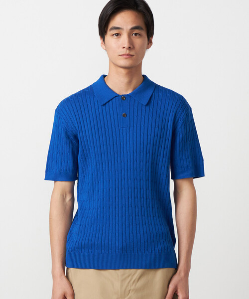 COMME CA ISM（コムサイズム）の「ケーブルポロニット（ニット/セーター・メンズ・ネイビー/ブルー/オフホワイト・MEDIUM/LARGE）」の17枚目の写真