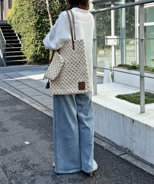 COLLAGE GALLARDAGALANTE(コラージュガリャルダガランテ)の「PAPILLONNER/ラフィアツインズバッグ/ポーチ付き(トートバッグ・レディース・キャメル/アイボリー・FREE)」の22枚目の写真