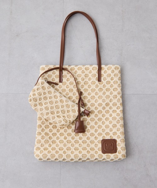 COLLAGE GALLARDAGALANTE(コラージュガリャルダガランテ)の「PAPILLONNER/ラフィアツインズバッグ/ポーチ付き(トートバッグ・レディース・キャメル/アイボリー・FREE)」の8枚目の写真