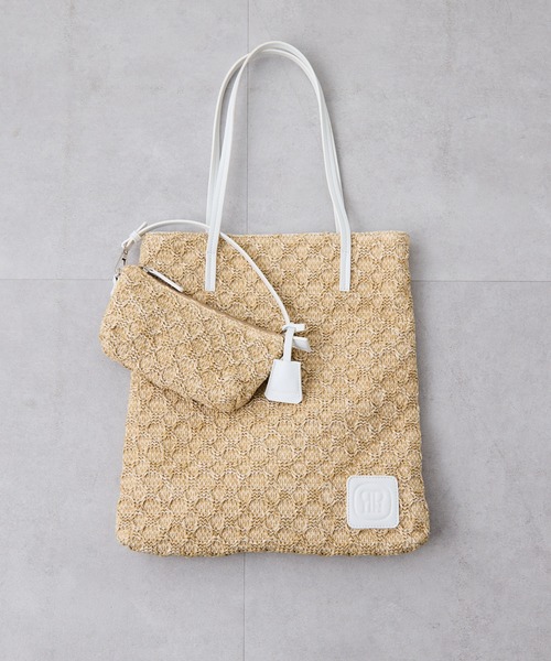 COLLAGE GALLARDAGALANTE(コラージュガリャルダガランテ)の「PAPILLONNER/ラフィアツインズバッグ/ポーチ付き(トートバッグ・レディース・キャメル/アイボリー・FREE)」の3枚目の写真