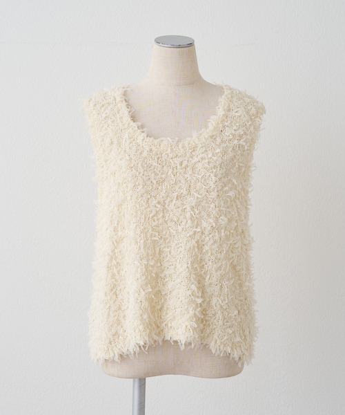 PUAL CE CIN(ピュアルセシン)の「リボンヤーンビスチェ(ニット/セーター・レディース・ブラック/アイボリー・FREE)」の16枚目の写真