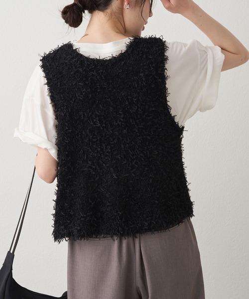 PUAL CE CIN(ピュアルセシン)の「リボンヤーンビスチェ(ニット/セーター・レディース・ブラック/アイボリー・FREE)」の11枚目の写真