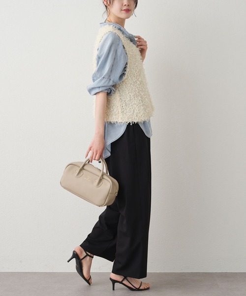 PUAL CE CIN(ピュアルセシン)の「リボンヤーンビスチェ(ニット/セーター・レディース・ブラック/アイボリー・FREE)」の7枚目の写真