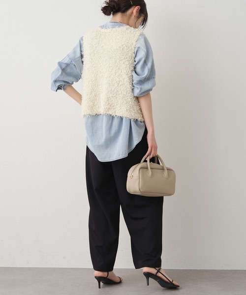 PUAL CE CIN(ピュアルセシン)の「リボンヤーンビスチェ(ニット/セーター・レディース・ブラック/アイボリー・FREE)」の8枚目の写真