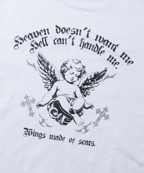JOHN'S CLOSET(ジョンズクローゼット)の「【31】クロス/エンジェル プリント 半袖Tシャツ(Tシャツ/カットソー・メンズ・ブラック系2/ブラック系4/ホワイト系1/ホワイト系2/ブラック系1/ブラック系3・LARGE/MEDIUM)」の14枚目の写真