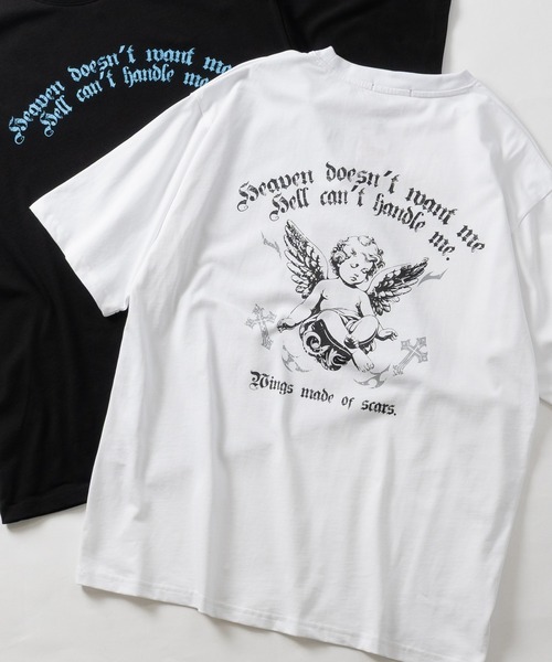 JOHN'S CLOSET(ジョンズクローゼット)の「【31】クロス/エンジェル プリント 半袖Tシャツ(Tシャツ/カットソー・メンズ・ブラック系2/ブラック系4/ホワイト系1/ホワイト系2/ブラック系1/ブラック系3・LARGE/MEDIUM)」の18枚目の写真