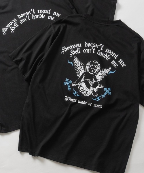 JOHN'S CLOSET(ジョンズクローゼット)の「【31】クロス/エンジェル プリント 半袖Tシャツ(Tシャツ/カットソー・メンズ・ブラック系2/ブラック系4/ホワイト系1/ホワイト系2/ブラック系1/ブラック系3・LARGE/MEDIUM)」の22枚目の写真