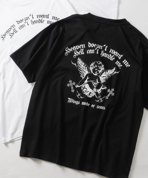 JOHN'S CLOSET(ジョンズクローゼット)の「【31】クロス/エンジェル プリント 半袖Tシャツ(Tシャツ/カットソー・メンズ・ブラック系2/ブラック系4/ホワイト系1/ホワイト系2/ブラック系1/ブラック系3・LARGE/MEDIUM)」の21枚目の写真
