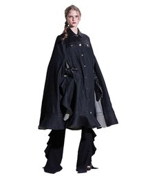 デニムロングラッフルケープ