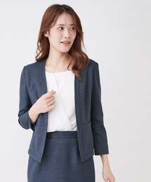 COUP DE CHANCE（クードシャンス）の「【手洗い可/日本製/UVケア】リネンライク カラーレスジャケット（ノーカラージャケット）」