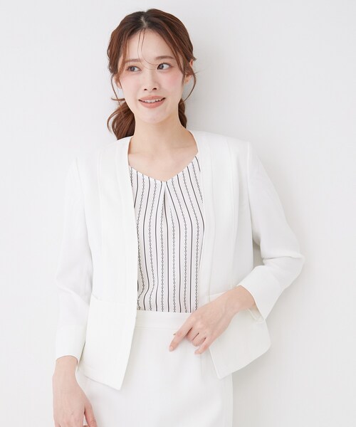 COUP DE CHANCE(クードシャンス)の「【手洗い可/日本製/UVケア】リネンライク カラーレスジャケット(ノーカラージャケット・レディース・ブルー/ナチュラル/ホワイト/ダークグレー・42/40/38/36/34)」の13枚目の写真