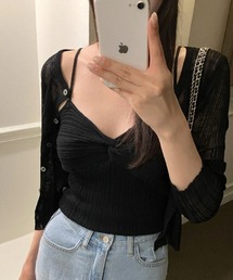 semuse（セミューズ）の「2点セット カーディガン＆フロントツイストキャミソール（カーディガン/ボレロ）」