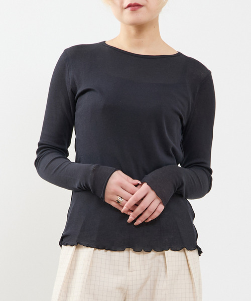 SOFFITTO（ソフィット）の「【A_/エース】シアーリブソフトテレコプルオーバー（Tシャツ/カットソー・レディース・オフホワイト/オレンジ/ネイビー・FREE）」の2枚目の写真