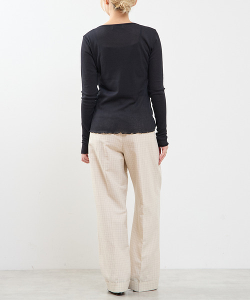 SOFFITTO（ソフィット）の「【A_/エース】シアーリブソフトテレコプルオーバー（Tシャツ/カットソー・レディース・オフホワイト/オレンジ/ネイビー・FREE）」の5枚目の写真
