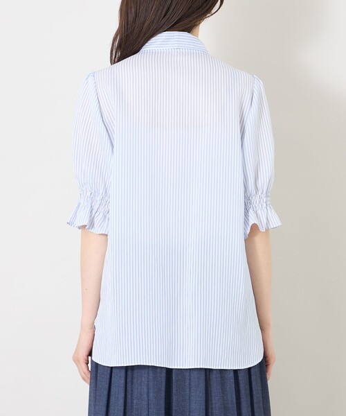 TO BE CHIC（トゥー ビー シック）の「シルキーサッカー ボウタイブラウス（シャツ/ブラウス・レディース・ピンク系その他2/ブルー系その他2/ブラック・40）」の6枚目の写真