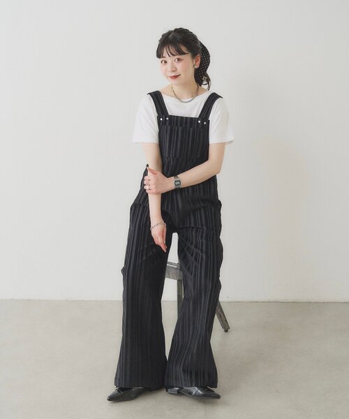 kavalサロペット yamada企画】ニュアンスブラックワイドサロペット（サロペット
