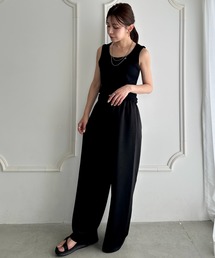 ウエストゴムストレートサテンイージーパンツ
