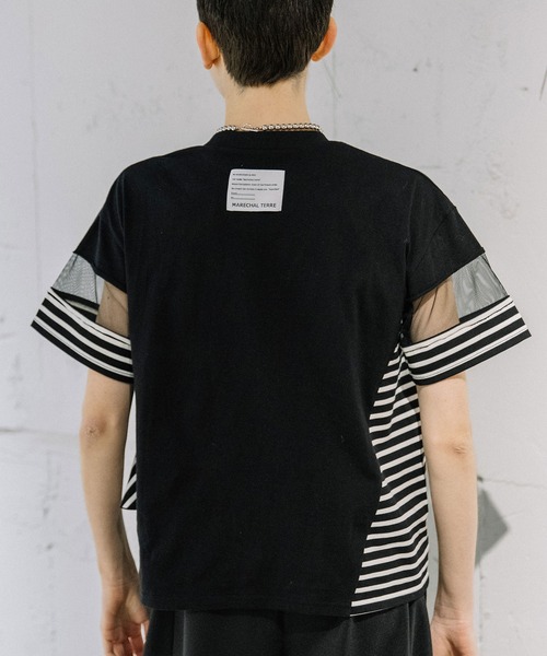 MARECHAL TERRE（マルシャルテル）の「ラッフルTシャツ（Tシャツ/カットソー・レディース・オフホワイト/ブラック/ホワイト×ネイビー/ブラック×ホワイト・MEDIUM）」の7枚目の写真