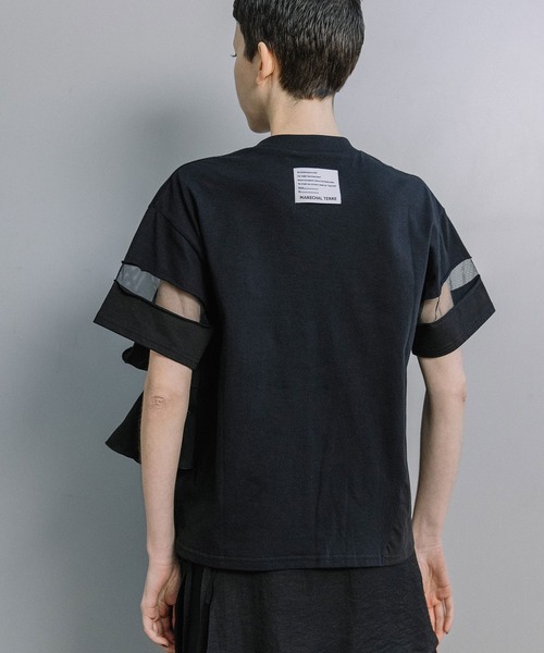 MARECHAL TERRE（マルシャルテル）の「ラッフルTシャツ（Tシャツ/カットソー・レディース・オフホワイト/ブラック/ホワイト×ネイビー/ブラック×ホワイト・MEDIUM）」の14枚目の写真