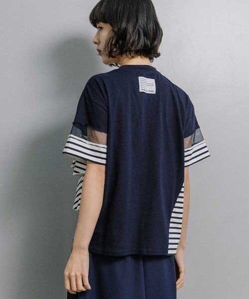 MARECHAL TERRE（マルシャルテル）の「ラッフルTシャツ（Tシャツ/カットソー・レディース・オフホワイト/ブラック/ホワイト×ネイビー/ブラック×ホワイト・MEDIUM）」の19枚目の写真