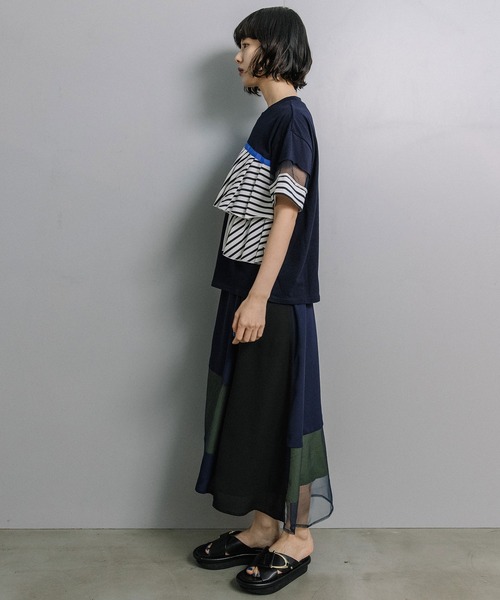 MARECHAL TERRE（マルシャルテル）の「ラッフルTシャツ（Tシャツ/カットソー・レディース・オフホワイト/ブラック/ホワイト×ネイビー/ブラック×ホワイト・MEDIUM）」の21枚目の写真