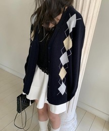 チェック柄カーディガン