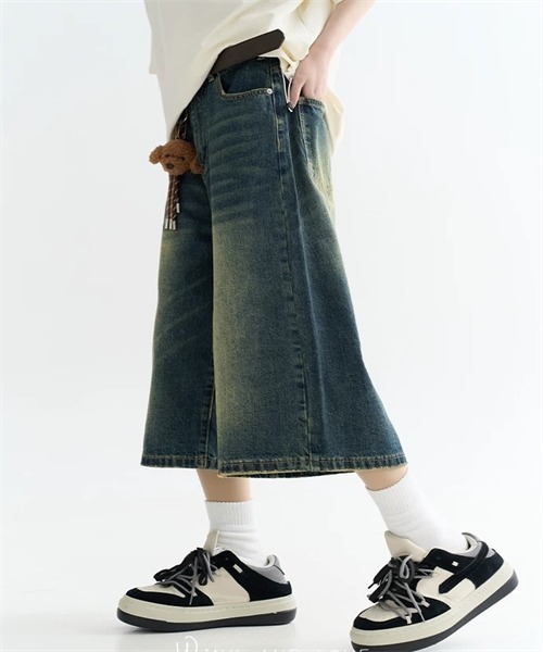FREE STYLISTS（フリー スタイリスト）の「ヴィンテージライク オーバーダイ 7分丈デニム パンツ（デニムパンツ・レディース・ブルー・M）」の4枚目の写真