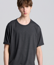 シルケットラウンド半袖Tシャツチャコール