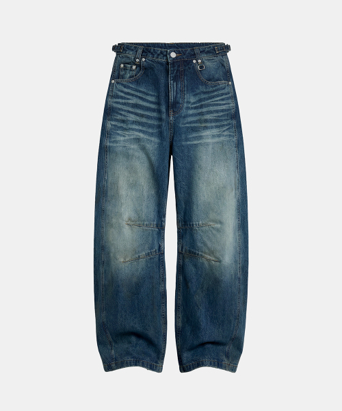 BADBLOOD(バッドブラッド)の「Star-Studded Barrel Jeans - Mid Blue(デニムパンツ・レディース・その他・SMALL/MEDIUM/X-SMALL)」の2枚目の写真