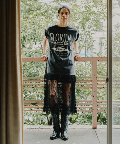 Freada/フリーダ Tシャツ レースドッキング ワンピース（Tシャツ