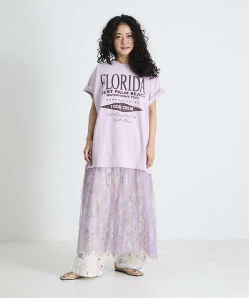 Freada（フリーダ）の「Freada/フリーダ Tシャツ レースドッキング ワンピース（Tシャツ/カットソー・レディース・ホワイト/ラベンダー/ブラック・ONE SIZE）」の7枚目の写真