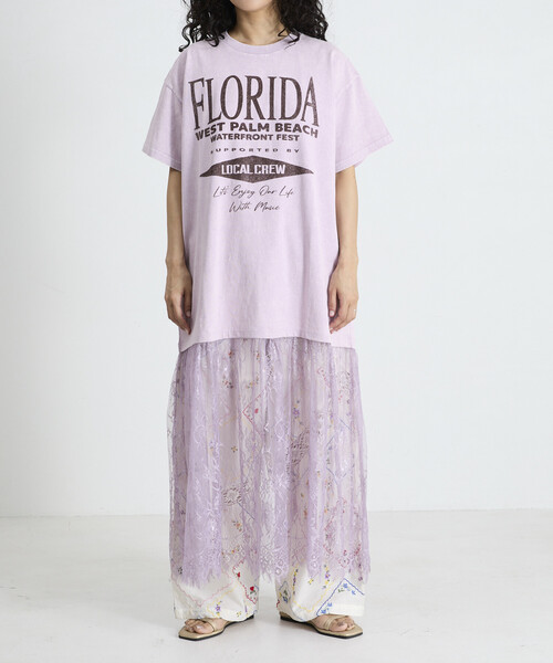 Freada（フリーダ）の「Freada/フリーダ Tシャツ レースドッキング ワンピース（Tシャツ/カットソー・レディース・ホワイト/ラベンダー/ブラック・ONE SIZE）」の8枚目の写真