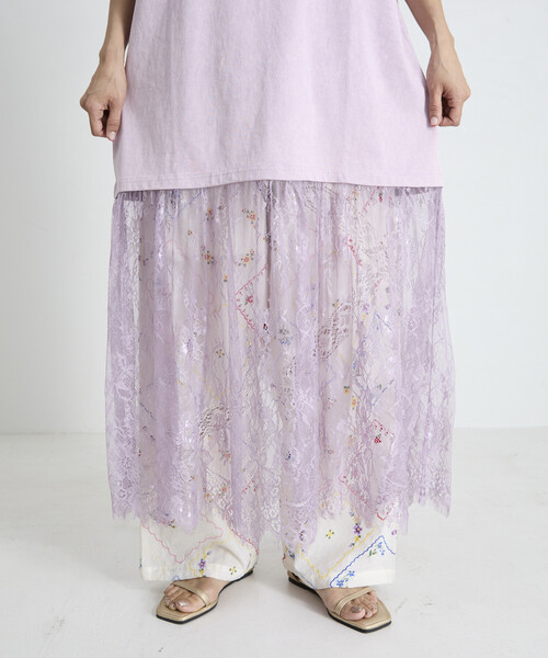Freada（フリーダ）の「Freada/フリーダ Tシャツ レースドッキング ワンピース（Tシャツ/カットソー・レディース・ホワイト/ラベンダー/ブラック・ONE SIZE）」の15枚目の写真