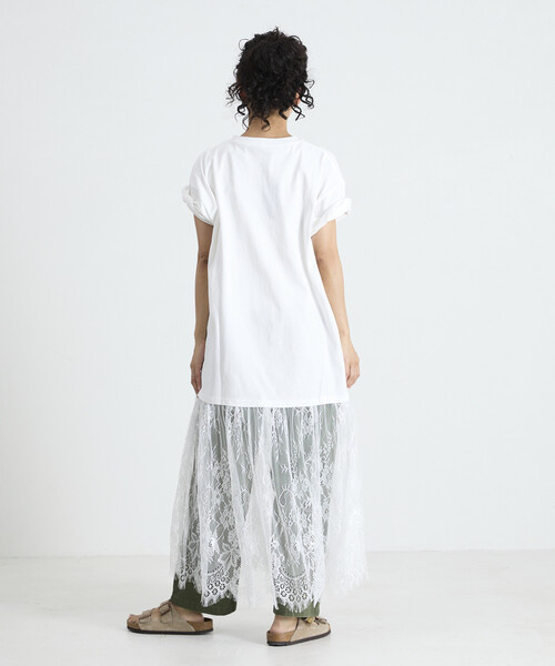 Freada（フリーダ）の「Freada/フリーダ Tシャツ レースドッキング ワンピース（Tシャツ/カットソー・レディース・ホワイト/ラベンダー/ブラック・ONE SIZE）」の22枚目の写真